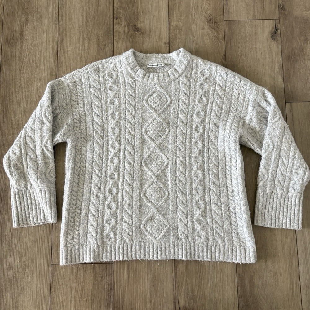 Abercrombie & Fitch Chunky Knit Sweater Womens Small Gray Oversized Pullover